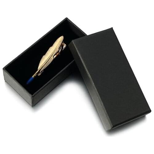 100pcs/lot Black Rectangle Tie Clip Box Simple Design Tie Pins Bars Carrying Case Gift Boxes Cufflinks Packing Jewelry Package