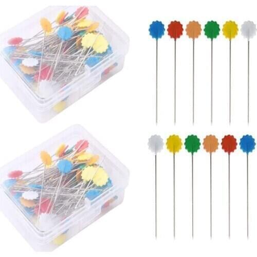 200Pcs Flat Head Straight Pins Flower Head Assorted Colors Sewing Quilting Pins for Sewing DIY Projects Dressmaker Jewelry Decor