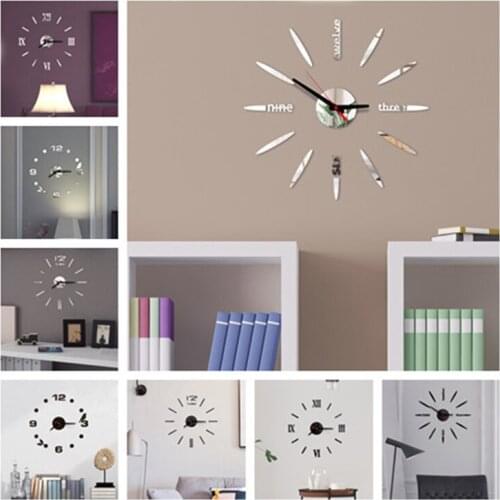 DIY Acrylic Decorative Wall Clock Roman Numerals Mirrors Clock Art Wall Sticker Room Modern Home Decoration