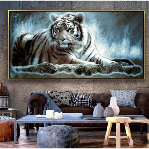 Large Size 5d Diamond Painting Black and White Tiger Diamond Embroidery Animal Art Picture for Living Room Cuadros Decor