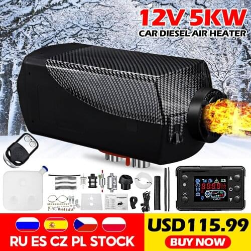 5KW 12V Car Heater Diesel Air Heating Machine Heater Warmer For Home Trucks Boats Remote Control LCD Display 5000W Winter