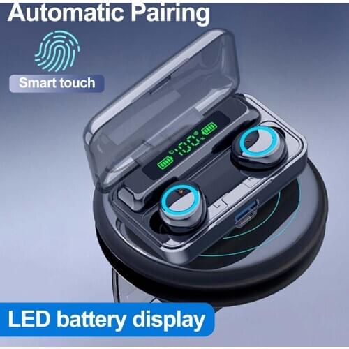 F9-3 TWS Bluetooth 5.1 Wireless Rechargeable Mini 9D Stereo In-ear Earphone Charging Box Waterproof Wireless Headphone Sports