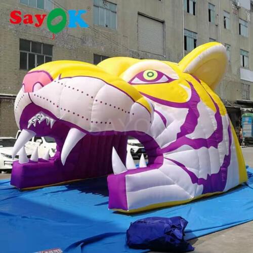5.15x4.18mH Large Inflatable Tiger Tunnel Tent Inflatable Exhibition Structure Arch Tent for Party, Advertising, Promotion