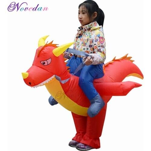 Kids Inflatable Dinosaur Riding Costume Child Jurassic World Charizard Suit Cosplay Party Outfit Christmas Halloween Fancy Dress