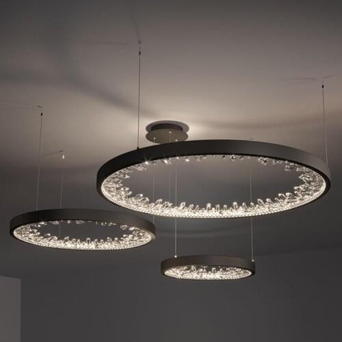 Crystal Ring Designer Chandelier Lighting Modern Living Room Home Decor Crystals Lighting Bedroom Restaurant Led Pendant Lamp