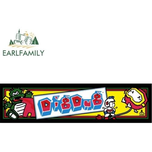 EARLFAMILY 13cm x 3.4cm for Dig Dug Arcade Car Stickers Sunscreen Decals Fashionable Vinyl Material Waterproof Suitcase Decor