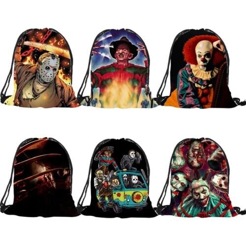 Exclusive Horror Movie Jason Freddy Drawstring Backpack Newest Vintage College Students School Drawstring bag Mochila Sack Bag
