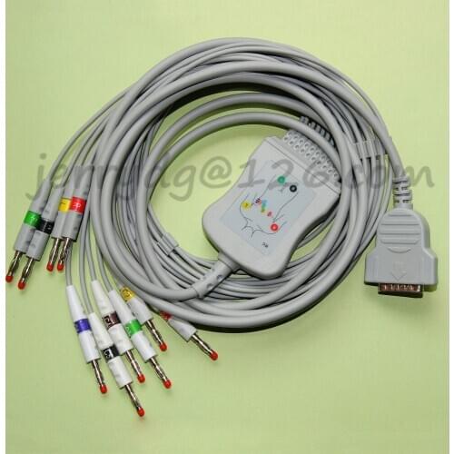 GE Marquette EKG ECG cable with leadwires, 10 leads, Compatible MicroSmart, MAC 500/1100 MAC 1200/1200 ST