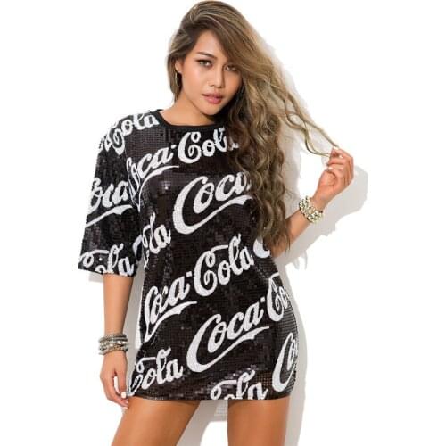 Jazz Dance Costumes Women Sequined Short-Sleeved Shirt Dress Street Dancewear Hip Hop Clothing Nightclub Cheerleader Outfit