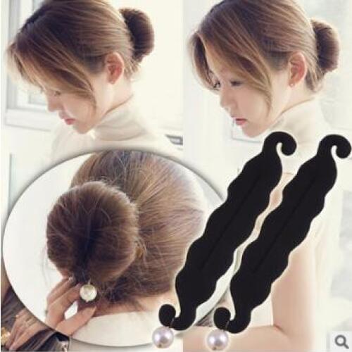 Qualified Sponge Ivory Pearl Double Hook Hair Bun Maker Black Magic Bud-Like Hair Styling Donut Hair Accessories & Tools HA046