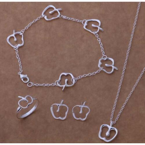 AS109 Hot sale free shipping 925-sterling-silver Jewelry Sets Bracelet 127 + Necklace 588 + Earring 208 + Ring 247 /bgzajyga