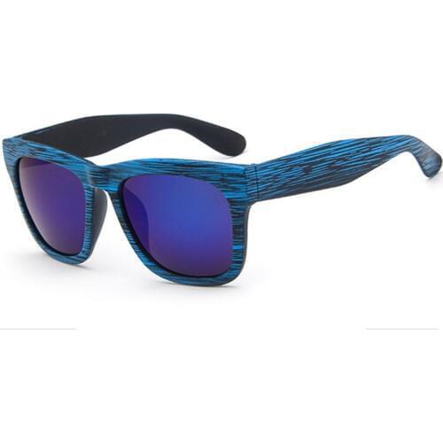 Fashion Colorful Flash Mirror Lens Sunglasses For Men Women Spectacles Wood Grain Frame Square Shade Sun Glasses Oculos Gafas L2