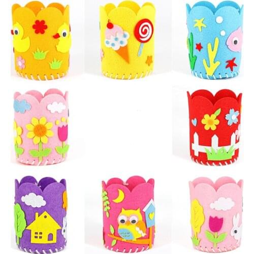 Kids Educational DIY Craft Tangram Block Kit Cute Creative Handmade Pen Container DIY Pencil Holder Children Craft Toy Kits ZLL