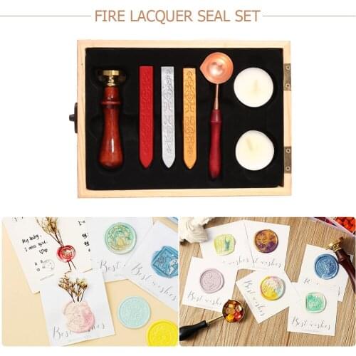 Retro Sealing Wax Set Brass Spoon Sealing Stamp Beads for Vintage Craft Envelope Wedding Sealing Wax Stamp Making Tool