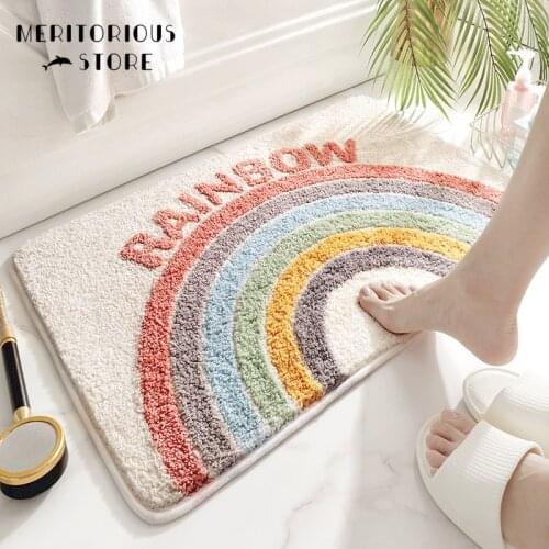 Nordic Rainbow Carpet Area Rugs Funny Bathroom Bedroom Floor Mats Welcome Doormat home decoration Cute Egg shape Bathroom Rug