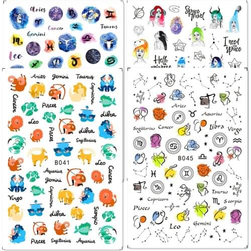 Newest B constellation design nail sticker decal stamping back gule DIY nail decoration wraps