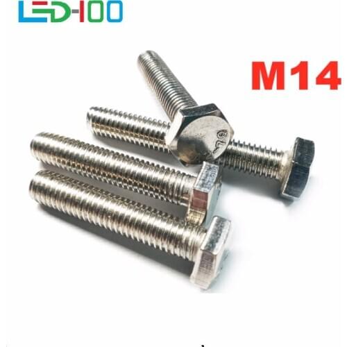 NEW 10Pcs M14 DIN933 304 Stainless Steel Hexagon Head Screws Outer Hex Bolt 30~65mm