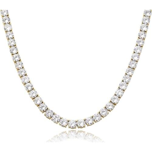 European and American new spring button full zircon single row 6mm necklace hip-hop jewelry necklace tennis chain