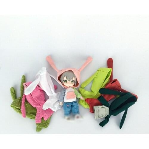 OB11 Baby Clothing Rabbit Ear Hoodie Hoodie PD9 Plain Body BJD Pocket Hoodie GSC Top doll clothes coat