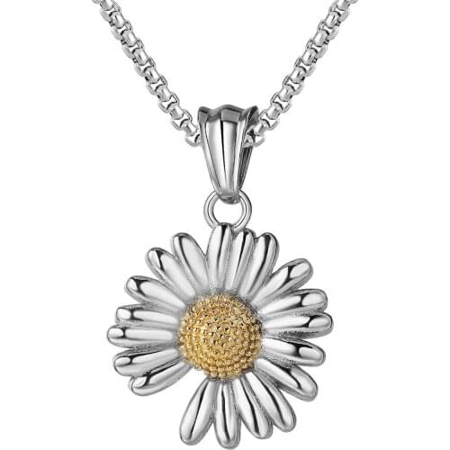 New Fashion Korean Style Small Daisy Necklace for Women Titanium Steel Pendant Necklaces Trendy Womens Jewelry Gift