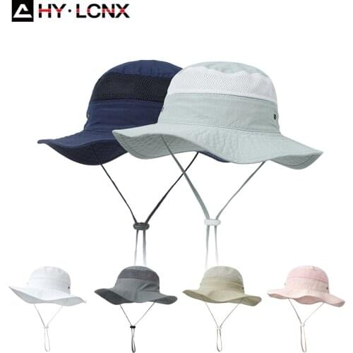 Spring Autumn Boy Girl Outdoor Fashion Cotton Breathable Net Big Brim Bucket Hat Child Flat Top Adjustable Sun Fisherman Hat