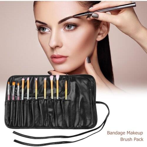 Daily Women Cosmetic Faux Leather Bag Organizer Lace-up Make Up Bag Holder Stylish and Fashionable Black Appearance