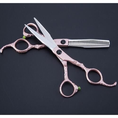 Professional Japan 440C gold Scorpion hair scissors bag set cutting scissor barber thinning shears scisors hairdressing scissors
