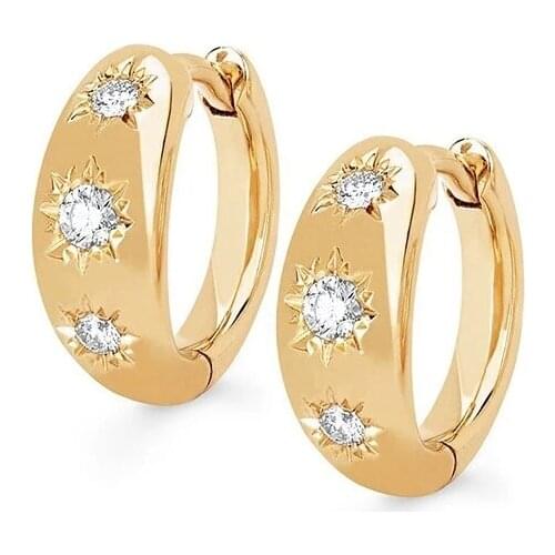 Gold color simple geometric star hoop Midi Minimal Earrings For girl women 2021 delicate tiny north star CZ Fashion Jewelry