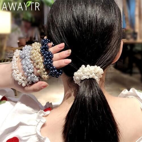 Woman Elegant Pearl Hair Ties Beads Girls Scrunchies Rubber Bands Ponytail Holders Hair Accessories Elastic Hair Band Ornament