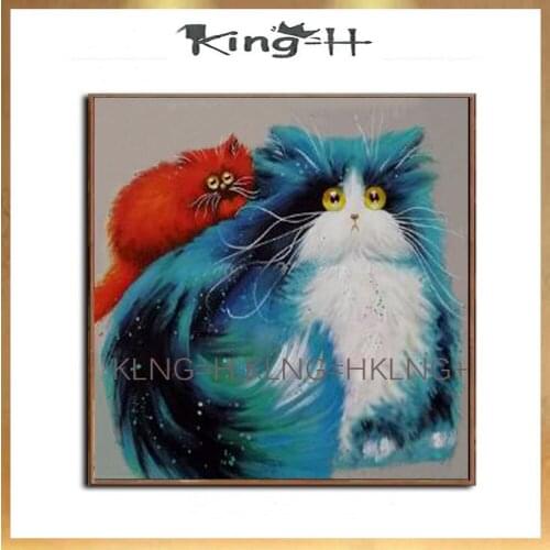 Hand-painted oil painting is the reality of the little black cat modern family large mural hall hall decoration quality office o