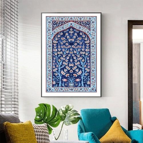 Turkish Tile Tree Of Life Traditional Ottoman Flower Wall Art Canvas Painting Poster Home Interior Decoration Painting