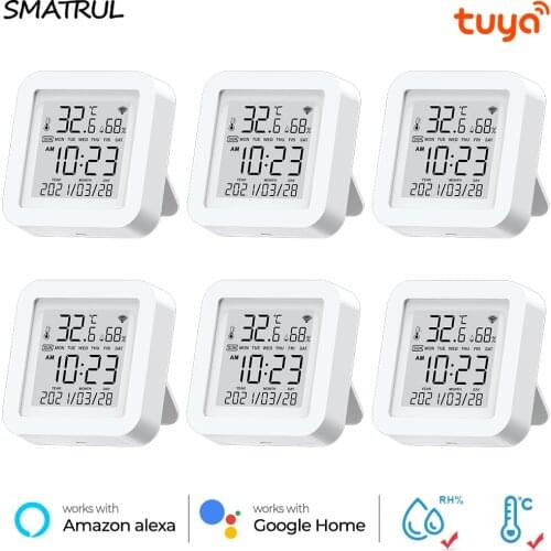 Tuya Wifi Smart Temperature And Humidity Sensor Lndoor Hygrometer Thermometer Electronic LCD Display Support Alexa Google Home