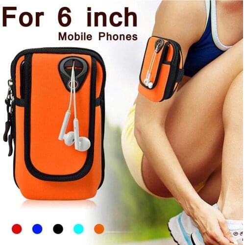 ​Universal Sport Running Arm Band Case Holder Zipper Bag For Smartphone iPhone Android Samsung Fit 6 Inch Mobile Phone Armbands