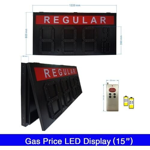 Custom made 15" Inch Gas Station LED Price Billboard Remote Control Digital Gas Price Screen Red Green Yellow White Color