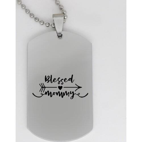 Ufine jewelry mom gift pendant army card Blessed mommy stainless steel customed necklace N4299