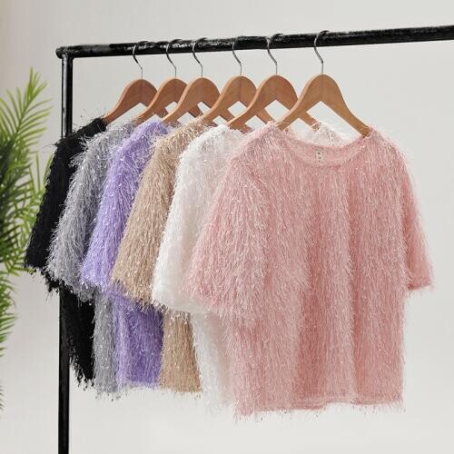 2019 New Summer Sweet Short Sleeve Tassel Shirts Women Vintage Solid Loose O-Neck T-shirts Streetwear womens clothing Tops Mw652