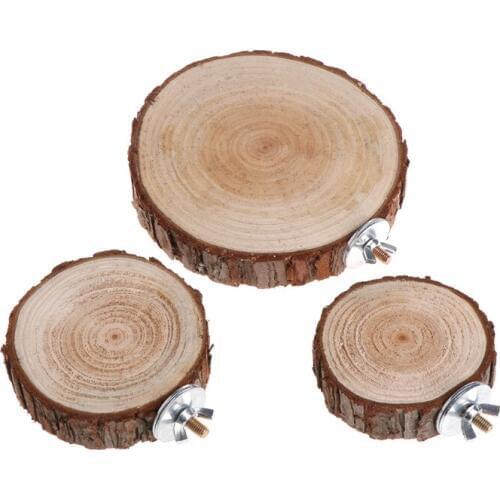 Pet Parrot Bird Cage Perch Platform Round Wooden Stand Board For Chinchilla Squirrel Birds