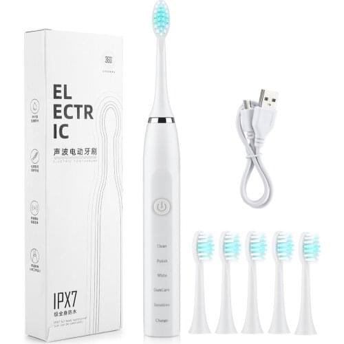 Electric Toothbrush USB Rechargeable 5 Modes 4 Speeds Dental Care Waterproof Tooth Brush Soft Bristles Teeth Whitening