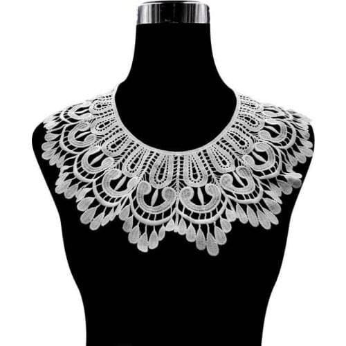 1Piece Polyester Venise Fabric Lace Collar White Black Neckline Trim Applique DIY Sewing Craft