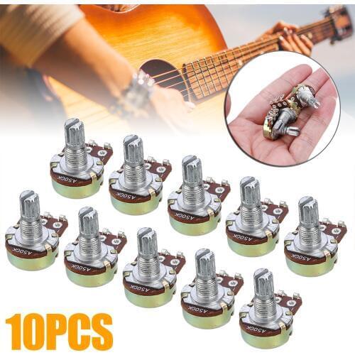10Pcs/set A500k Full Size Guitar Potentiometers Bass Short Split Shaft Pots Guitar Tone Potentiometer Parts