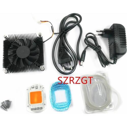 110V/220V 20W 30W 50W 380NM-840NM Full Spectrum White Warm white LED + Heatsink Cooler+lens +power+cable