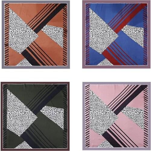 2021 Luxury Square Silk Scarf Women Twill spotted scarf Dot Shawls and Wraps Fashion Bag Scarves Hair Tie Bandanas Hijab 70*70Cm