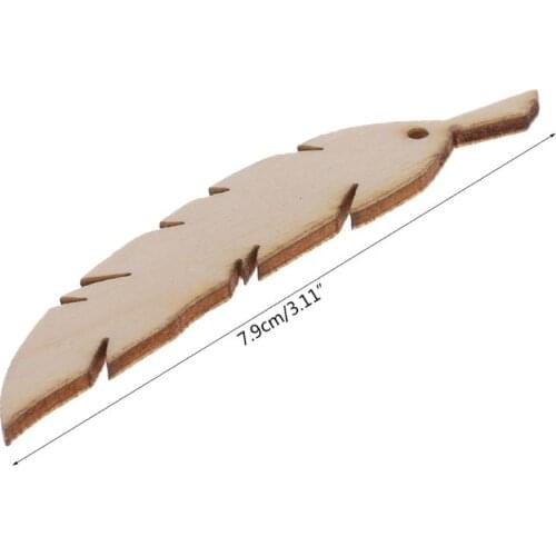 25pcs Cut Wood Feather Embellishment Wooden Shape Craft Wedding Decor