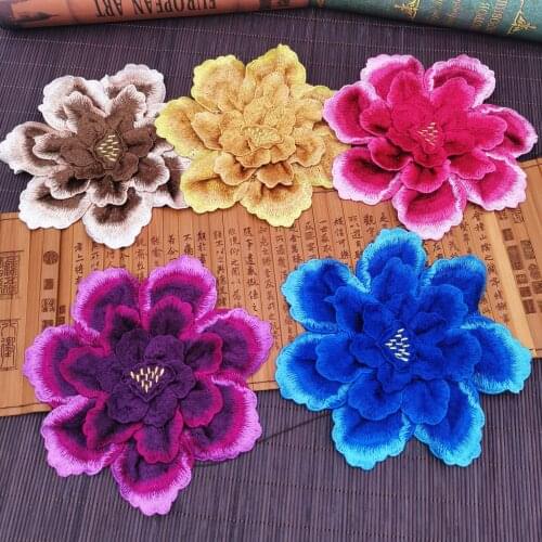 3D Rose Embroidered Sewing on Patches Flower Sew on Applique for Clothes Badge Sewing Accessories Fabric Supplies 18cm X17cm