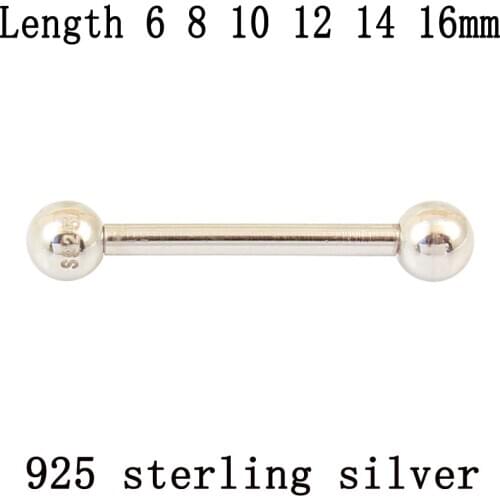 925 sterling silver body jewelry barbell pure S925 16G nipple ring tongue ring eyebrow nail tongue body piercing ONE PIECE