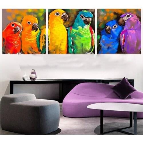 5d Pictures Diamond Painting 3 Piece Abstract Parrot Full Novelty mosaic art Triptych diamond embroidery icons new hot