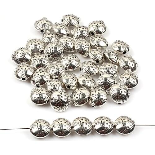 10pcs /pack 12mm Fat fish Shaped Tibetan Silver Bead Connectors Antique Loose Spacer Beads for DIY Jewelry Bracelet Making