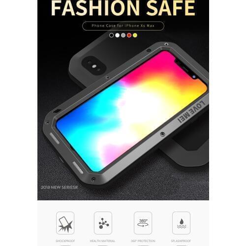 LOVE MEI IP68 Waterproof Phone Case For iPhone XS MAX XR X XS Tempered Glass+Metal Aluminum Armor Full Body Shockproof Cover