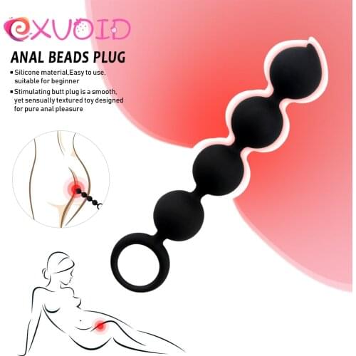 EXVOID 4 Balls Long Anal Beads Prostate Massager Anal Plug Sex Toys for Men Women Silicone Butt Plug for Beginner Vagina Open
