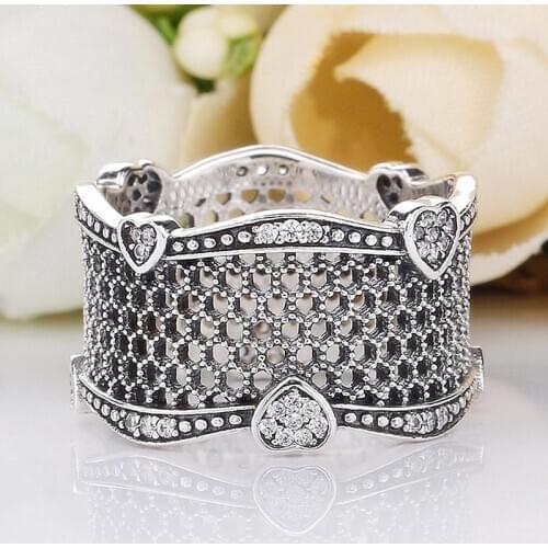 Original Lace Of Love Rings With Crystal For Women 925 Sterling Silver Ring Wedding Party Gift Fine Jewelry